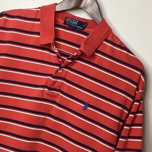 Polo by Ralph Lauren‎ Mens Striped Polo Shirt Red White Blue Size Large